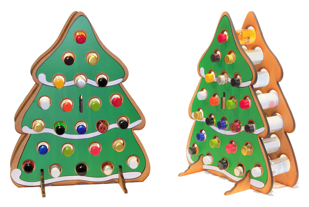 Christmas Tree Advent Calendar Holds Mini Bottles Of Wine