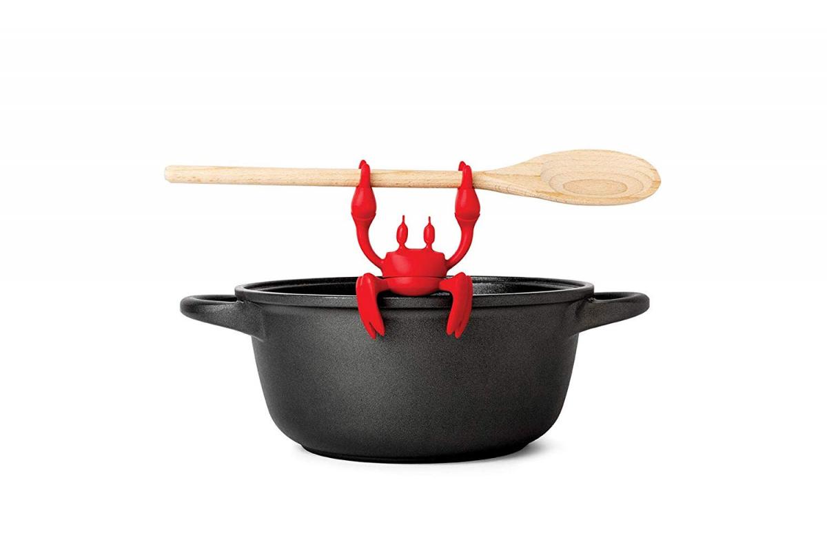 Crab cooking spoon holder - spinning crab shaped spoon holder and steam releaser