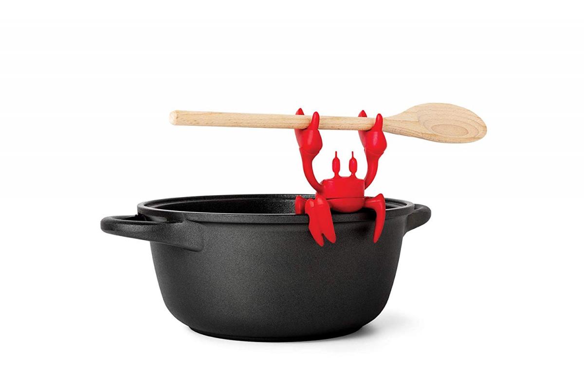 Crab cooking spoon holder - spinning crab shaped spoon holder and steam releaser