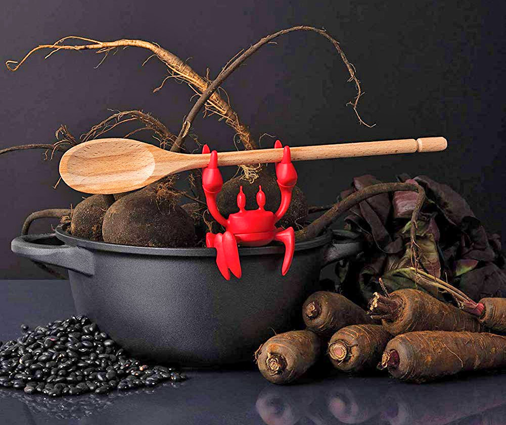 Crab cooking spoon holder - spinning crab shaped spoon holder and steam releaser