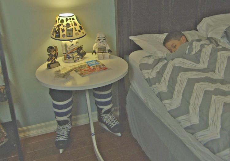 Creepy Hockey Player Legs Side Table - hockey legs table