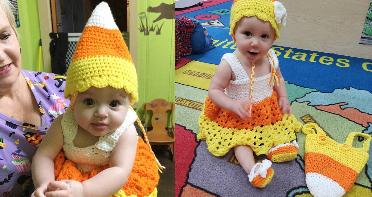 Crochet Candy Corn Baby Costume - Cutest baby Halloween Costume