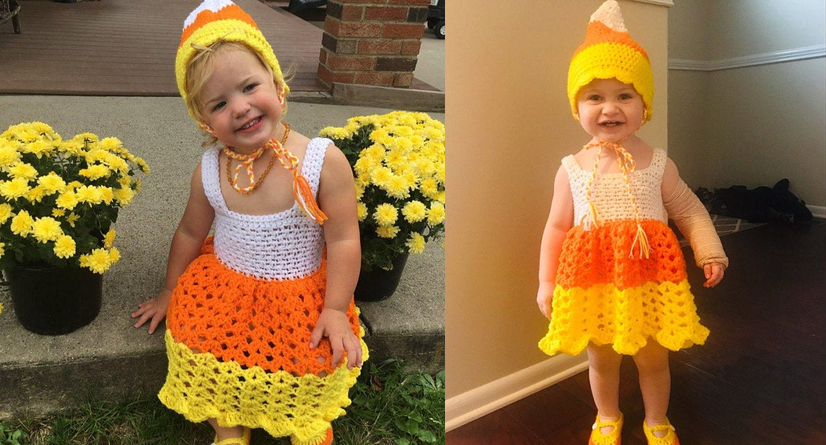 Crochet Candy Corn Baby Costume - Cutest baby Halloween Costume