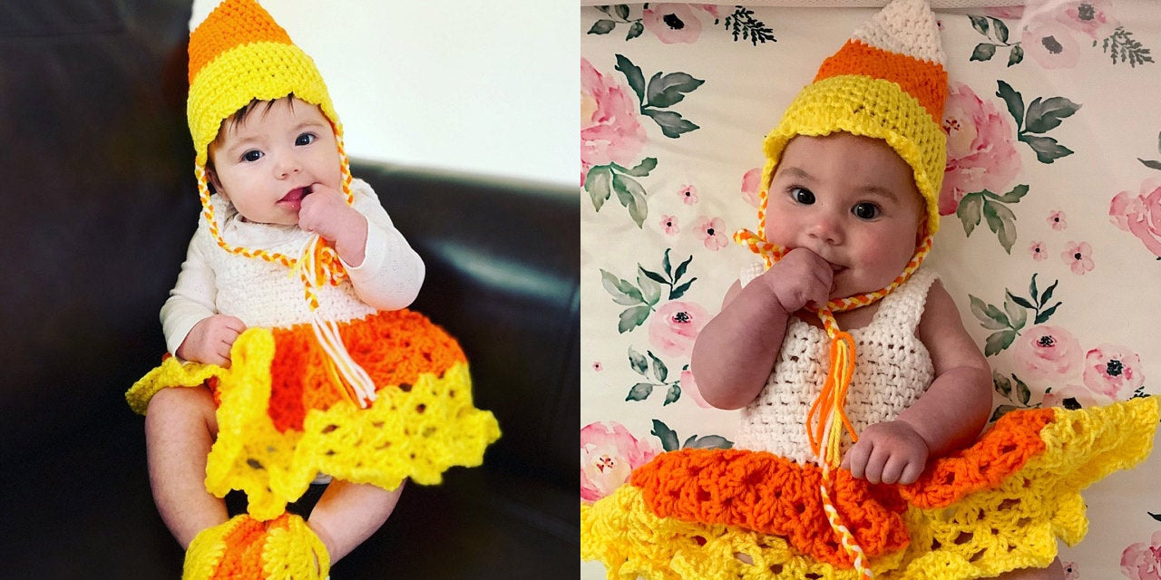 Crochet Candy Corn Baby Costume - Cutest baby Halloween Costume