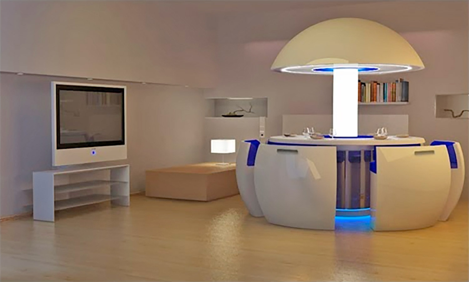 Kure Futuristic Dining Table Turns Into an Egg When Not In Use