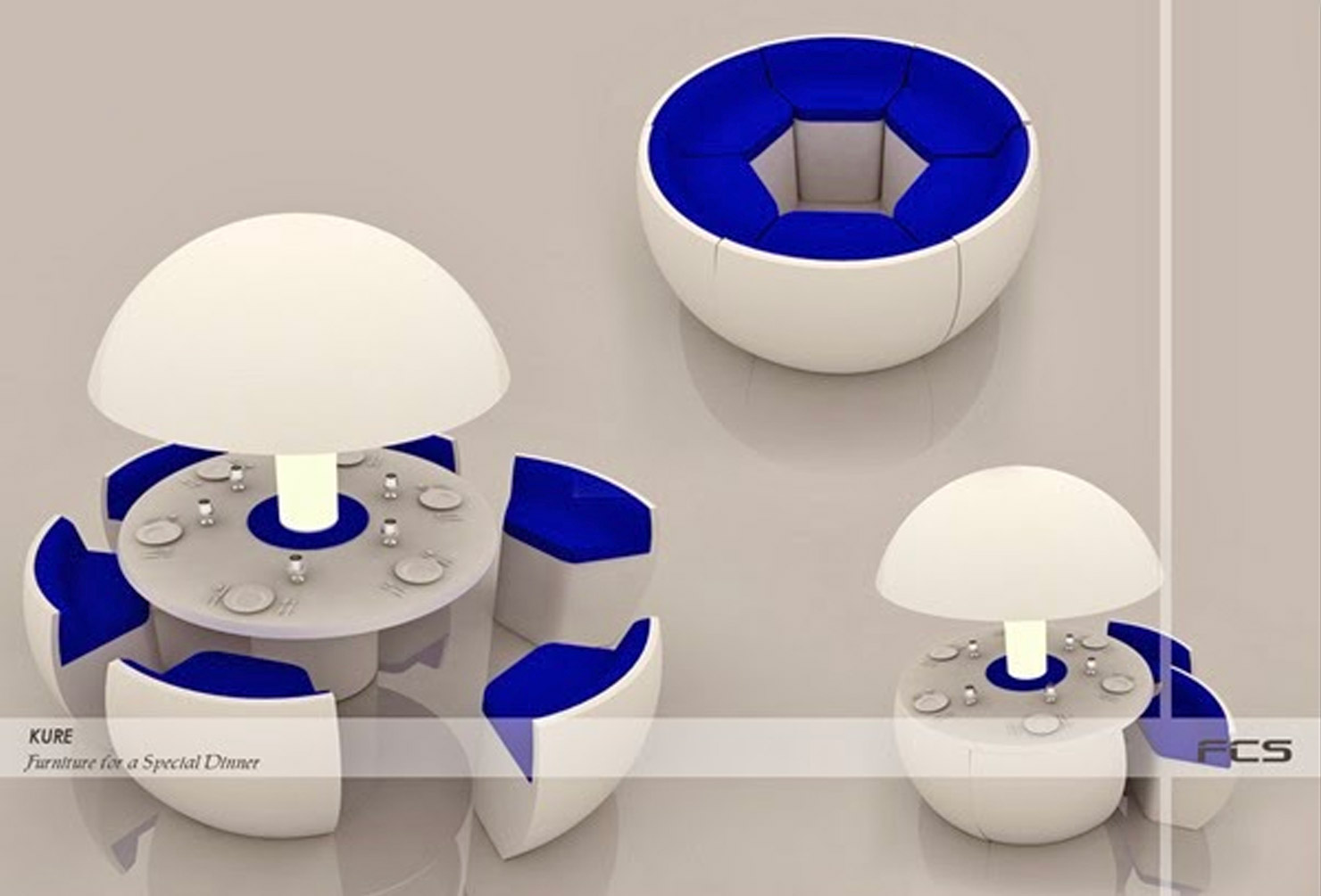 Kure Futuristic Dining Table Turns Into an Egg When Not In Use