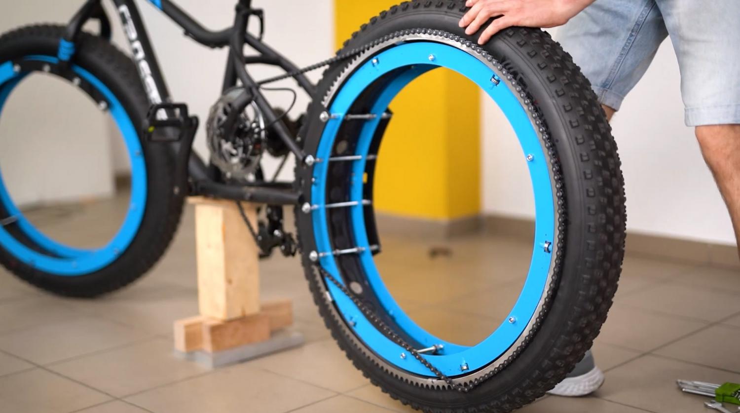 DIY Hubless Fat Tire Bicycle With Centreless wheel