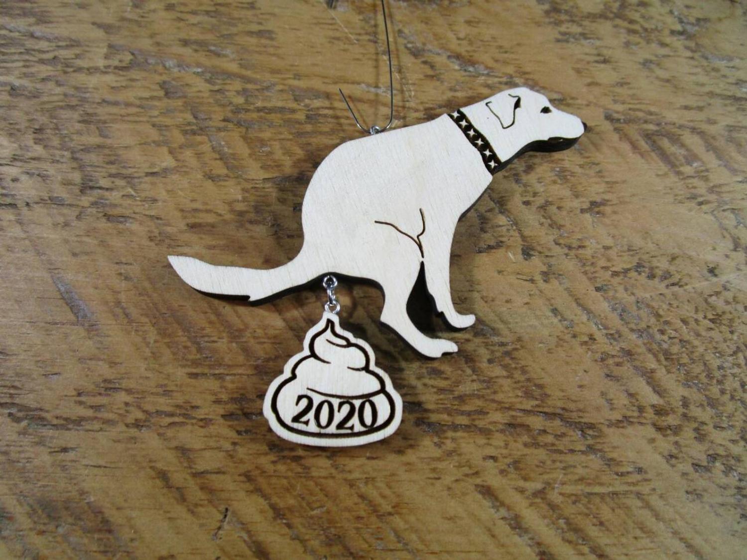 Dog Poop 2020 Christmas Ornament - Funny dog pooping on 2020 ornament