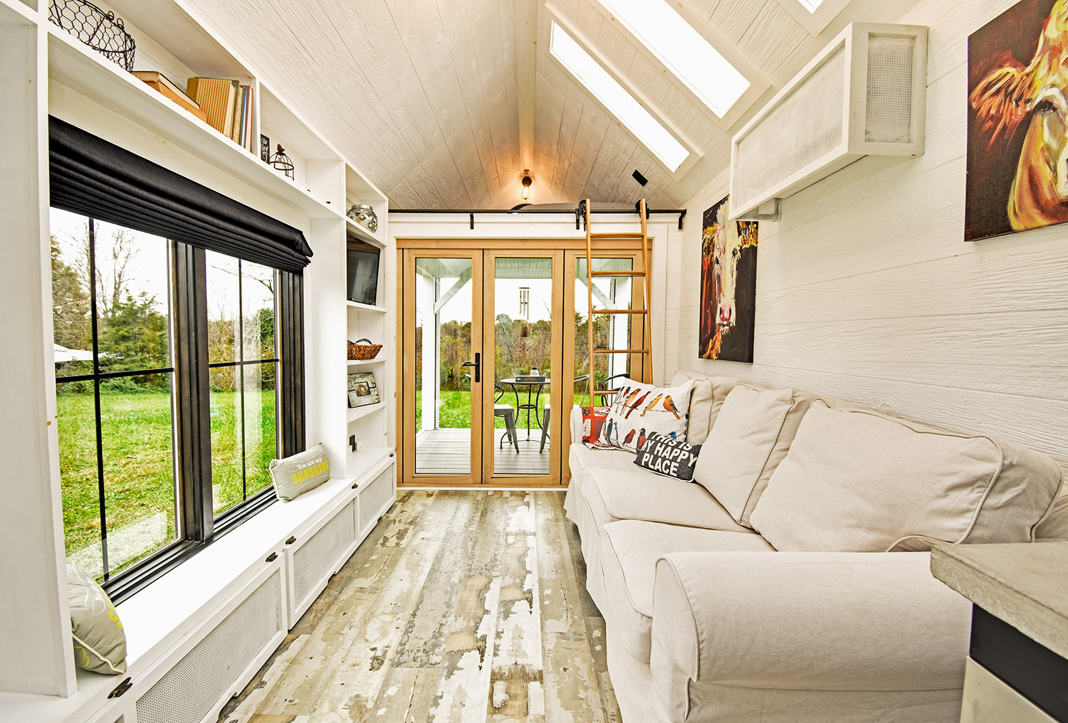 Farmhouse Style Tiny Home Built-In Screened-in Porch
