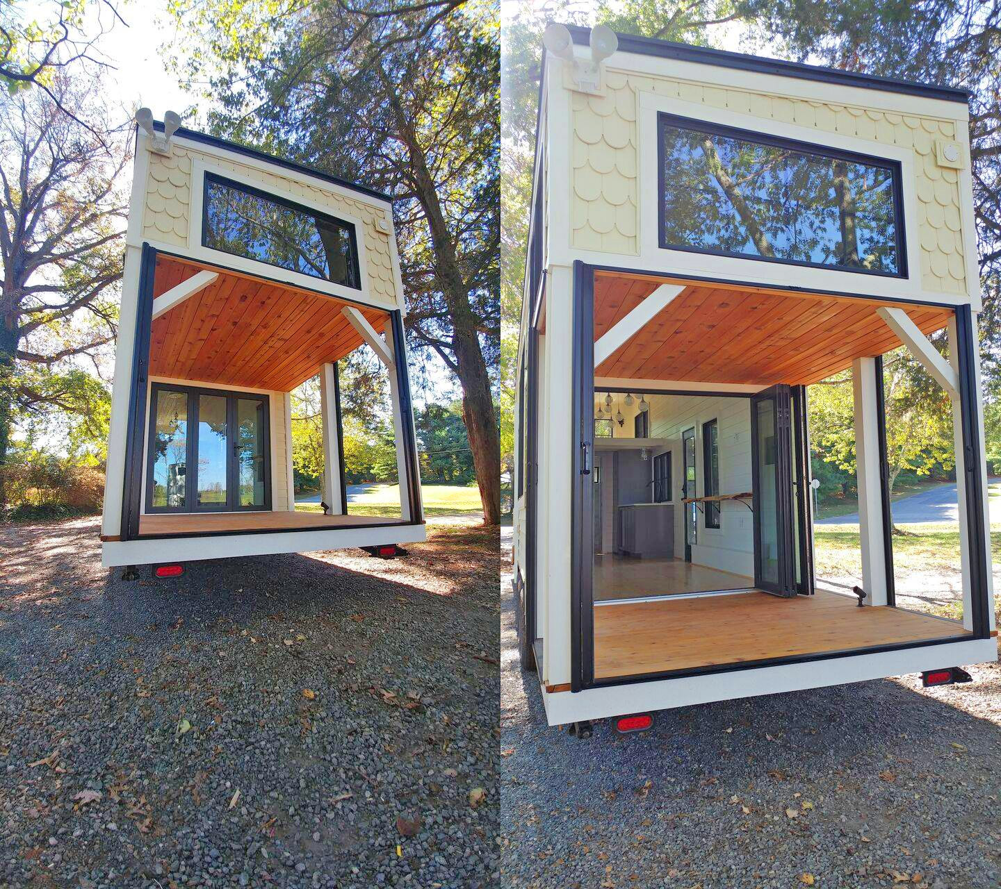 Farmhouse Style Tiny Home Built-In Screened-in Porch