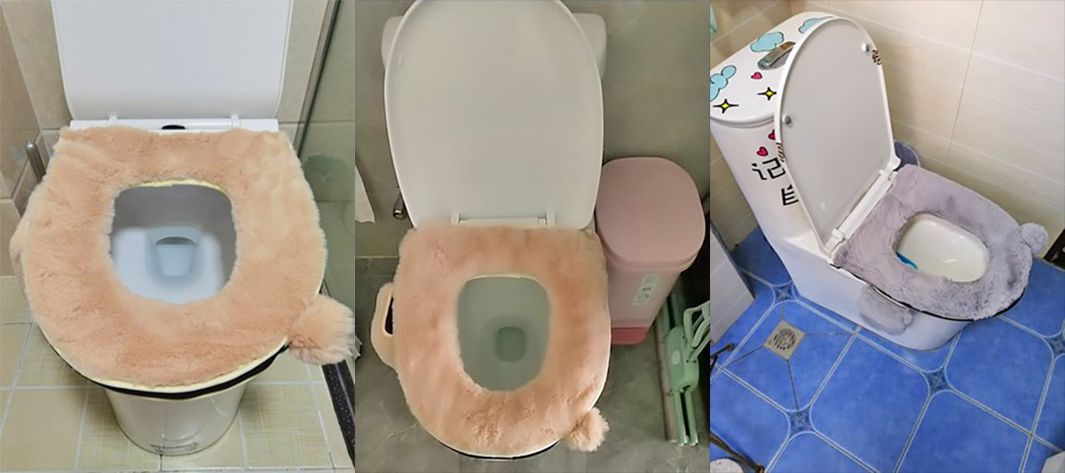 Fluffy Toilet Seat Cover With Phone Pocket Holder and Fluffy Handle