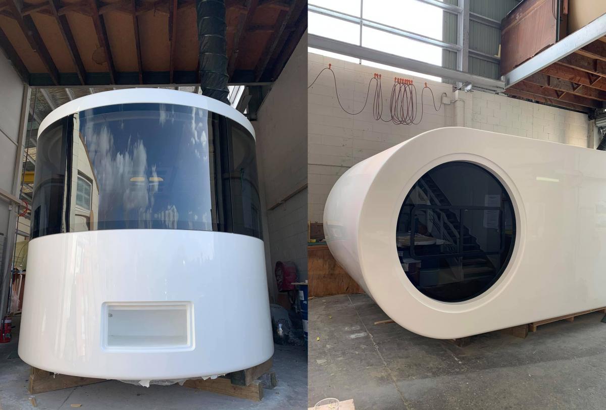 Futuristic Camping Trailer Rotates Around To Reveal Huge Party Deck - Romotow swiveling luxury camper