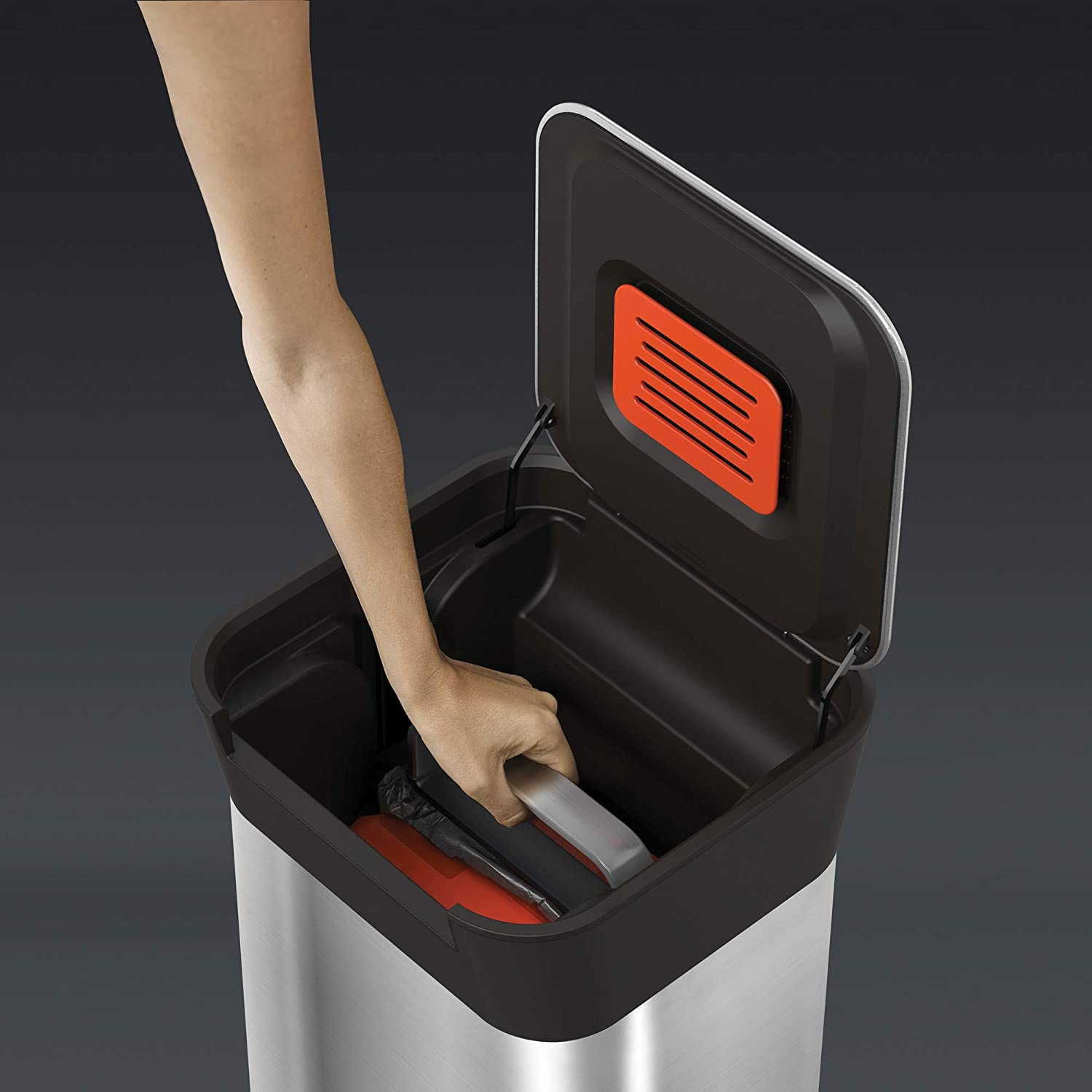 Garbage With Built-in Manual Trash Compactor