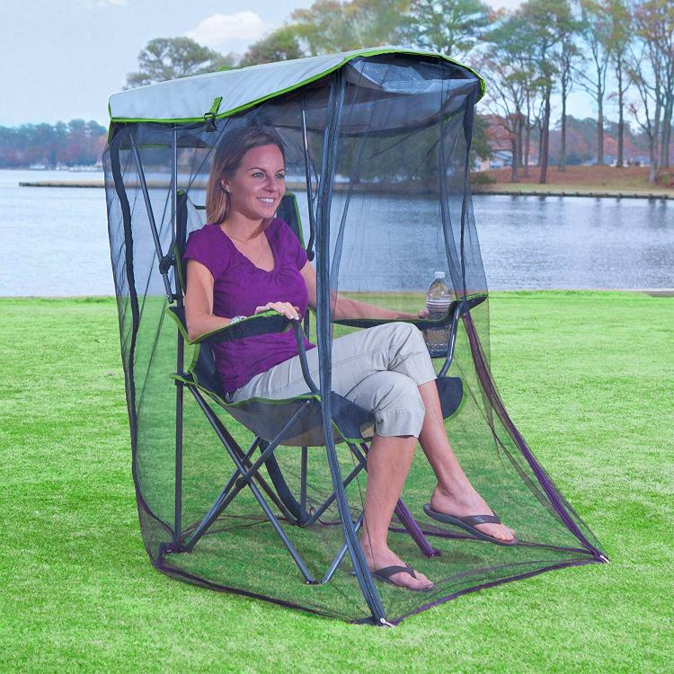 Canopy Chair With a Screen Protects You From The Sun and Mosquitoes - Kelsyus Original Canopy Chair with Bug Guard - Folding camping chair