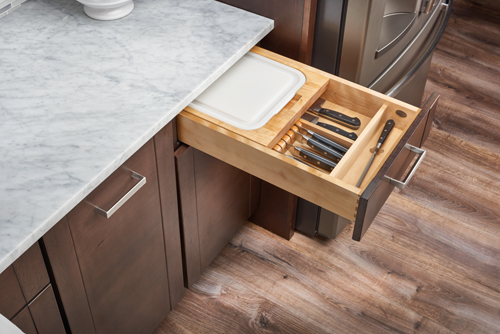 Rev-a-shelf 4KCB knife drawer organizer and knife locking system - knife drawer holds cutting boards