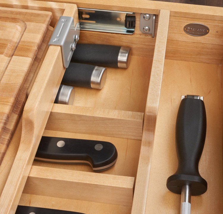 Rev-a-shelf 4KCB knife drawer organizer and knife locking system - knife drawer holds cutting boards