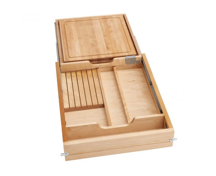 Rev-a-shelf 4KCB knife drawer organizer and knife locking system - knife drawer holds cutting boards