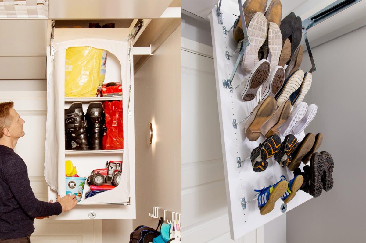 Genius Ceiling Storage Solution - Beam-it-up tiny home ceiling storage kit