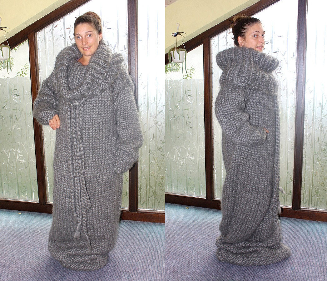 Giant Knitted Adult Onesie - Extremely cold winter knit jumpsuit - Gifts for extremely cold people