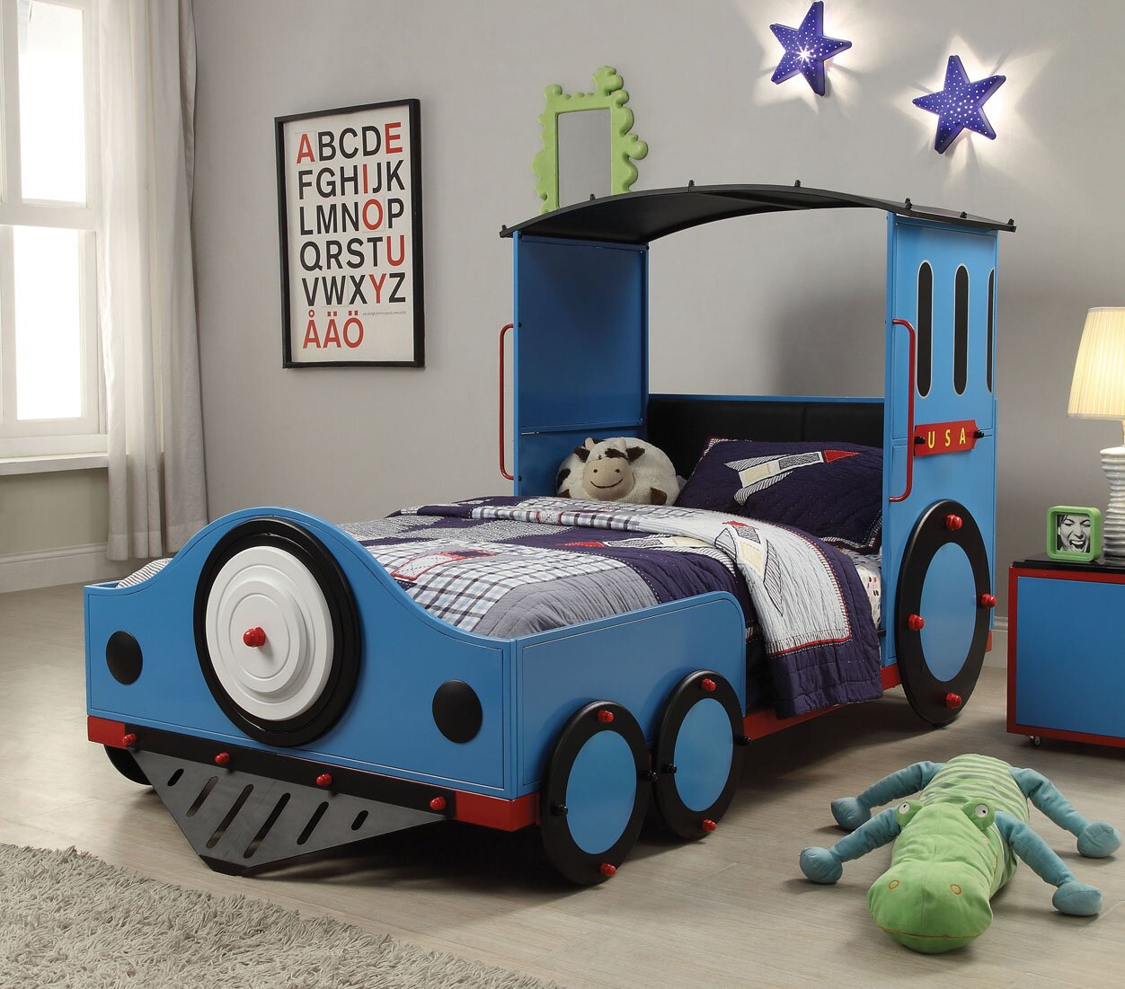 Train Shaped Kids Bed - Train Engine Toddler Bed