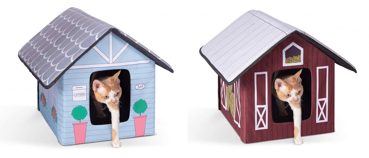 Heated Outdoors Cat House - Electric cat house keeps kitties warm while outside during winter