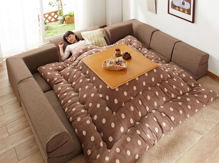 Heated Kotatsu Table - Japanese Table Gadget heated under blanket table