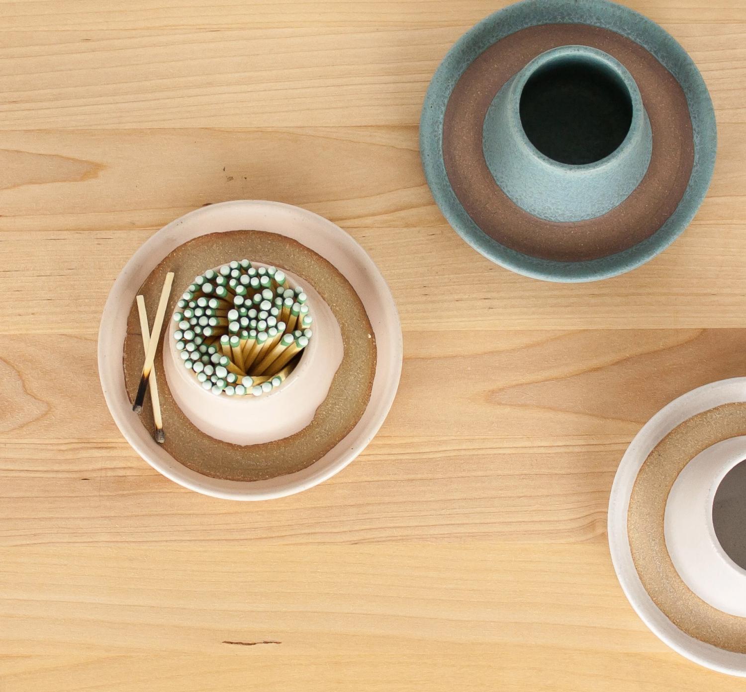 Match Cup Has a Match Striker Right On It For Quick Lighting - Match striking ceramic cup