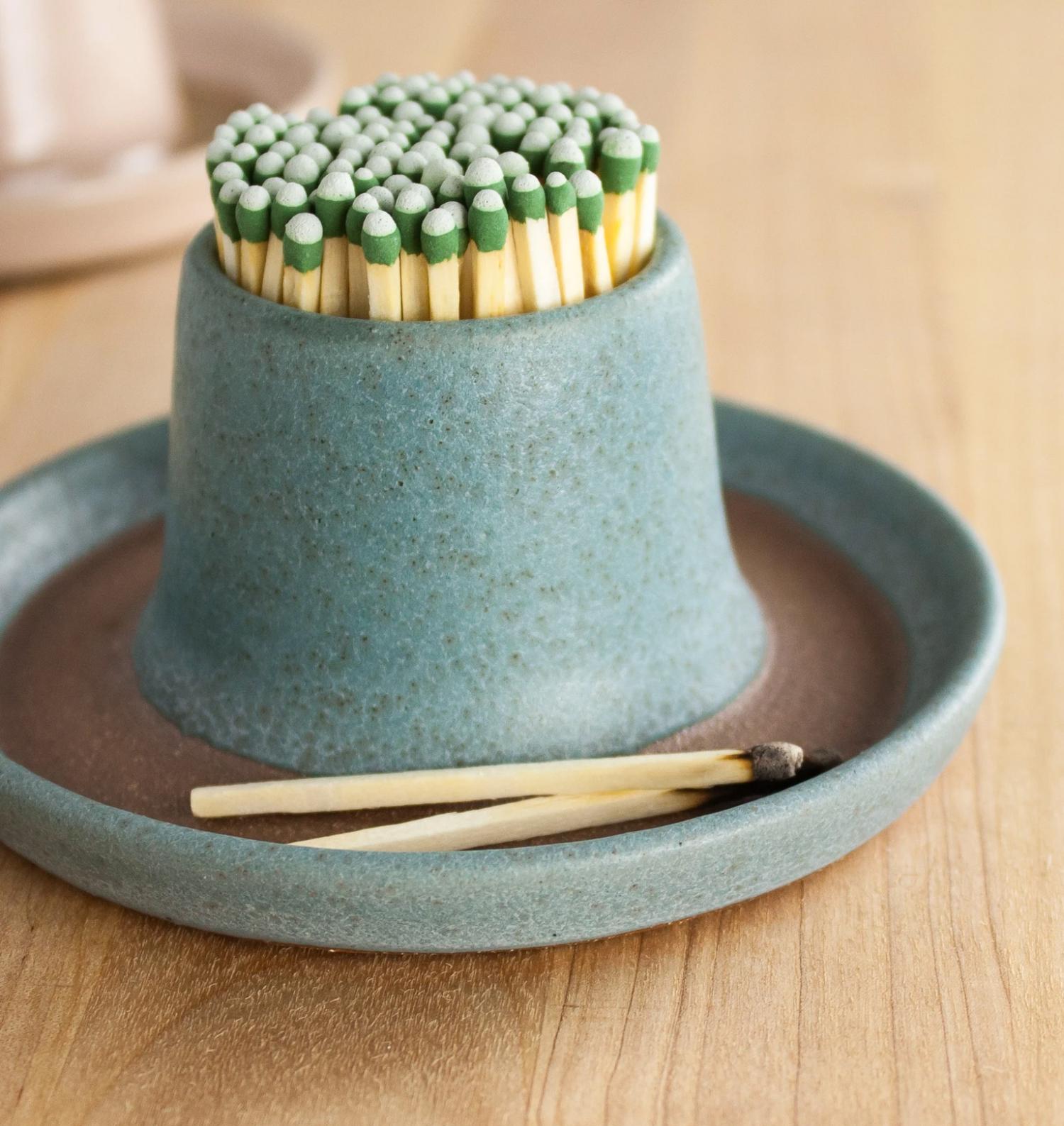 Match Cup Has a Match Striker Right On It For Quick Lighting - Match striking ceramic cup