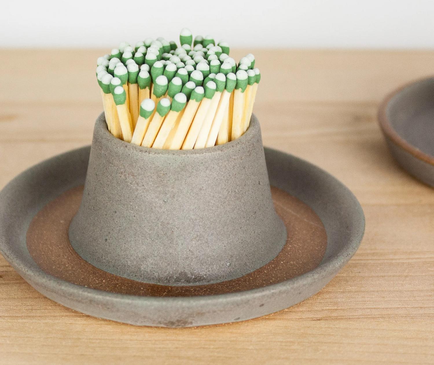 Match Cup Has a Match Striker Right On It For Quick Lighting - Match striking ceramic cup