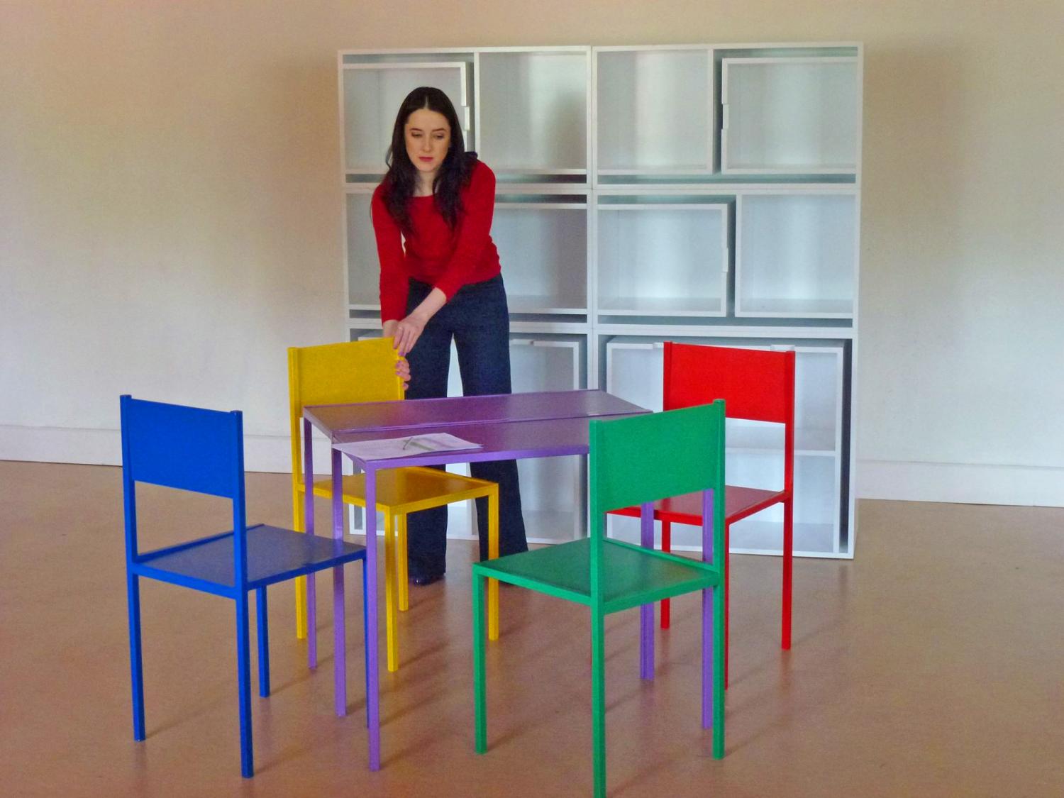 Incredible Table and Chairs Set Hides Inside Of a Bookcase When Not In Use - Hideaway dining table into bookcase by Orla Reynolds