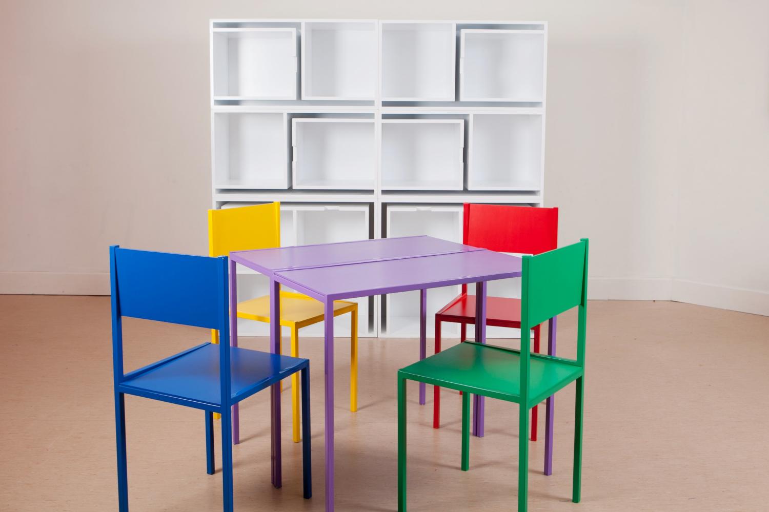 Incredible Table and Chairs Set Hides Inside Of a Bookcase When Not In Use - Hideaway dining table into bookcase by Orla Reynolds