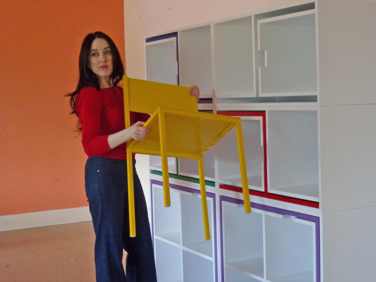 Incredible Table and Chairs Set Hides Inside Of a Bookcase When Not In Use - Hideaway dining table into bookcase by Orla Reynolds