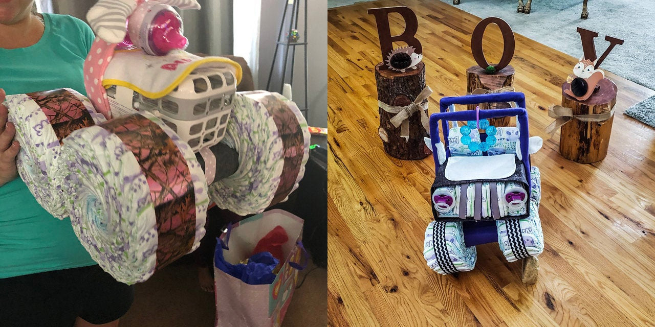 Trucks and Tractors Made From Diapers Make For The Cutest Gift To New Parents - Best baby shower diaper gift idea