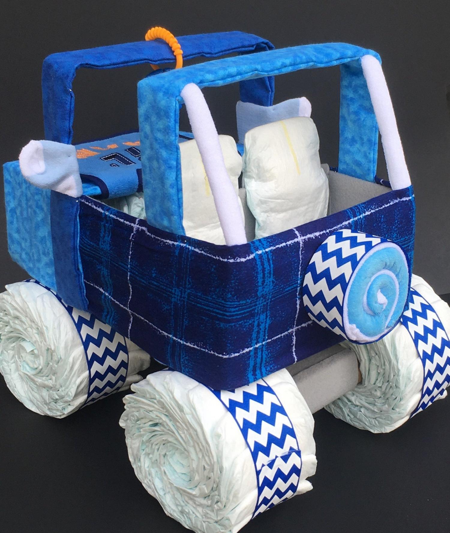 Trucks and Tractors Made From Diapers Make For The Cutest Gift To New Parents - Best baby shower diaper gift idea