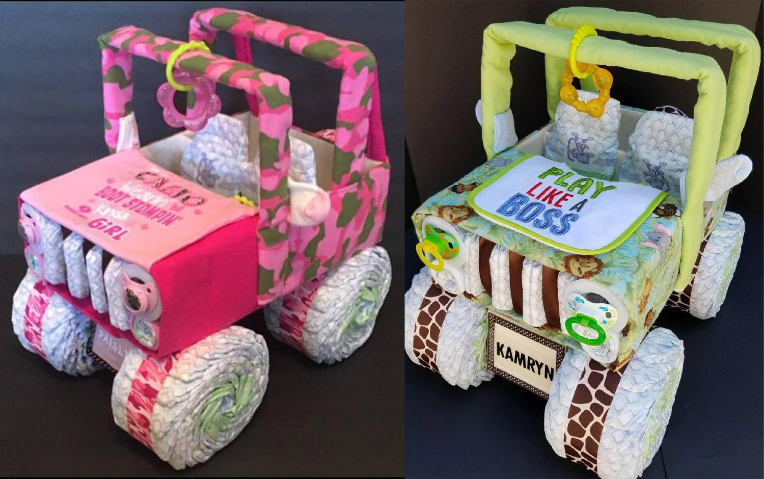 Trucks and Tractors Made From Diapers Make For The Cutest Gift To New Parents - Best baby shower diaper gift idea