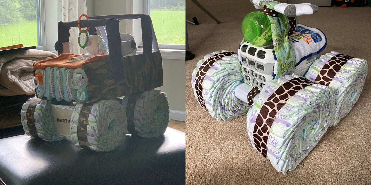 Trucks and Tractors Made From Diapers Make For The Cutest Gift To New Parents - Best baby shower diaper gift idea
