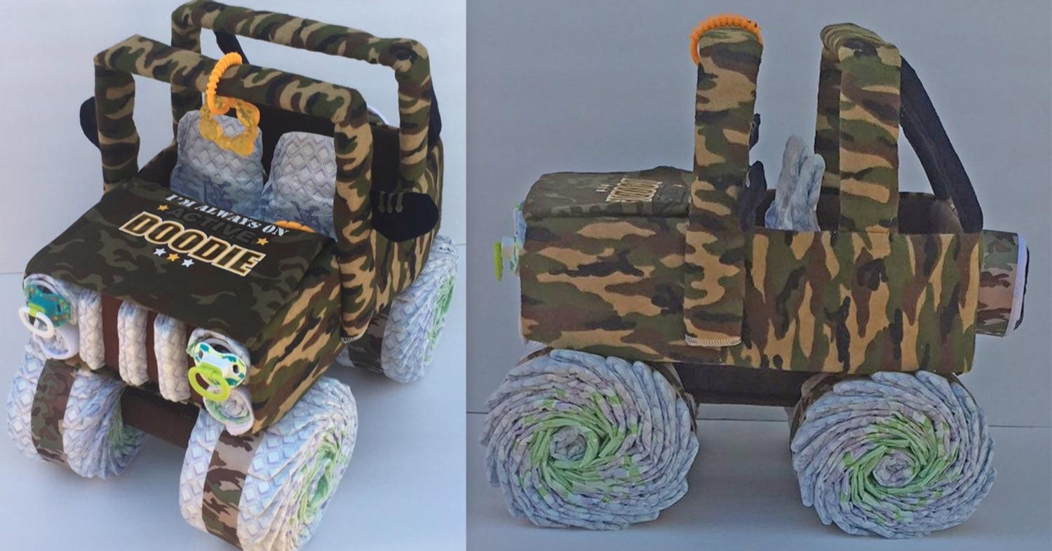 Trucks and Tractors Made From Diapers Make For The Cutest Gift To New Parents - Best baby shower diaper gift idea