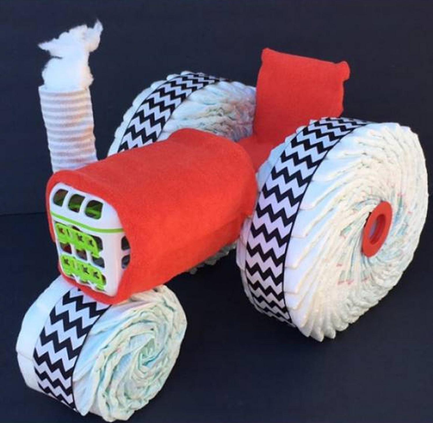 Trucks and Tractors Made From Diapers Make For The Cutest Gift To New Parents - Best baby shower diaper gift idea