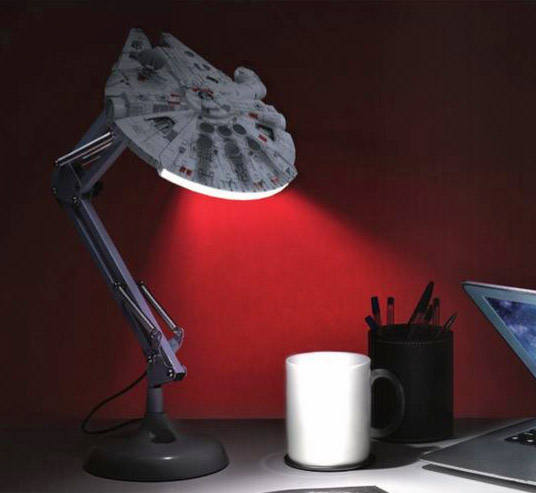 posable Millennium Falcon desk lamp