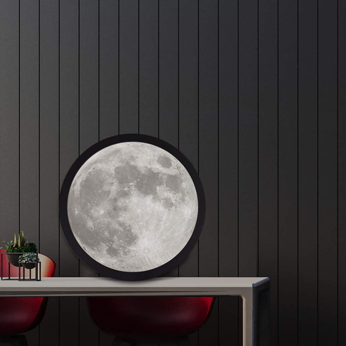 Moon Mirror - Mirror by day, Illuminated moon night-light by night