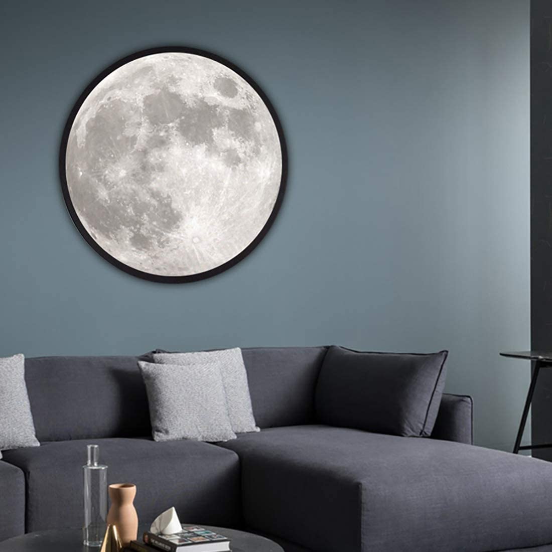 Moon Mirror - Mirror by day, Illuminated moon night-light by night