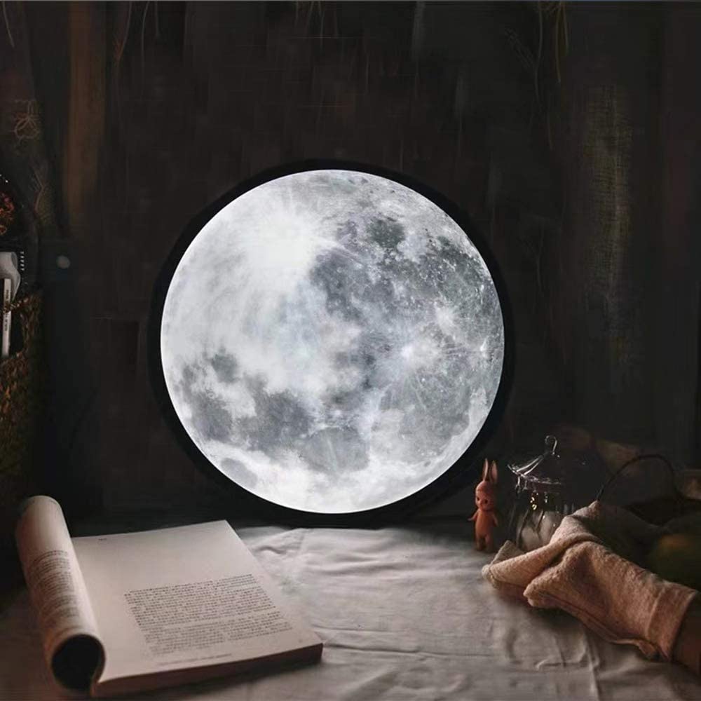 Moon Mirror - Mirror by day, Illuminated moon night-light by night