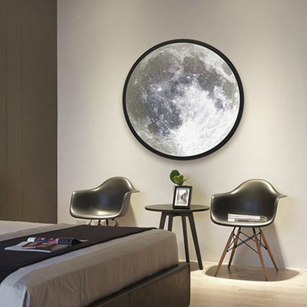 Moon Mirror - Mirror by day, Illuminated moon night-light by night