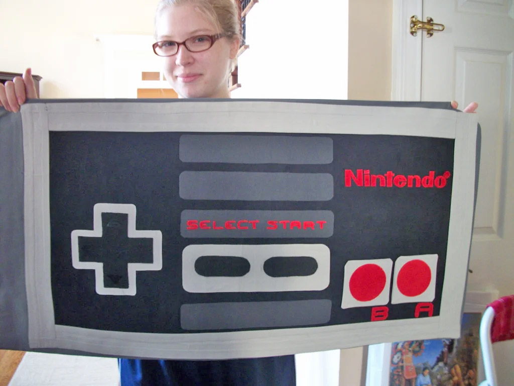 Nintendo Bedding Set - Geeky NES game console bedspread and pillowcases