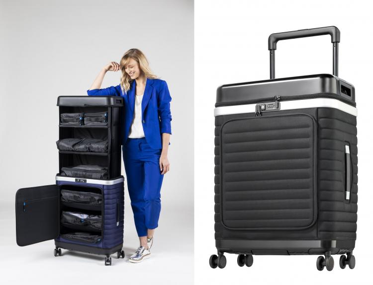 Pull-up Luggage Turns Into a Shelf In Seconds - Pull-up close luggage