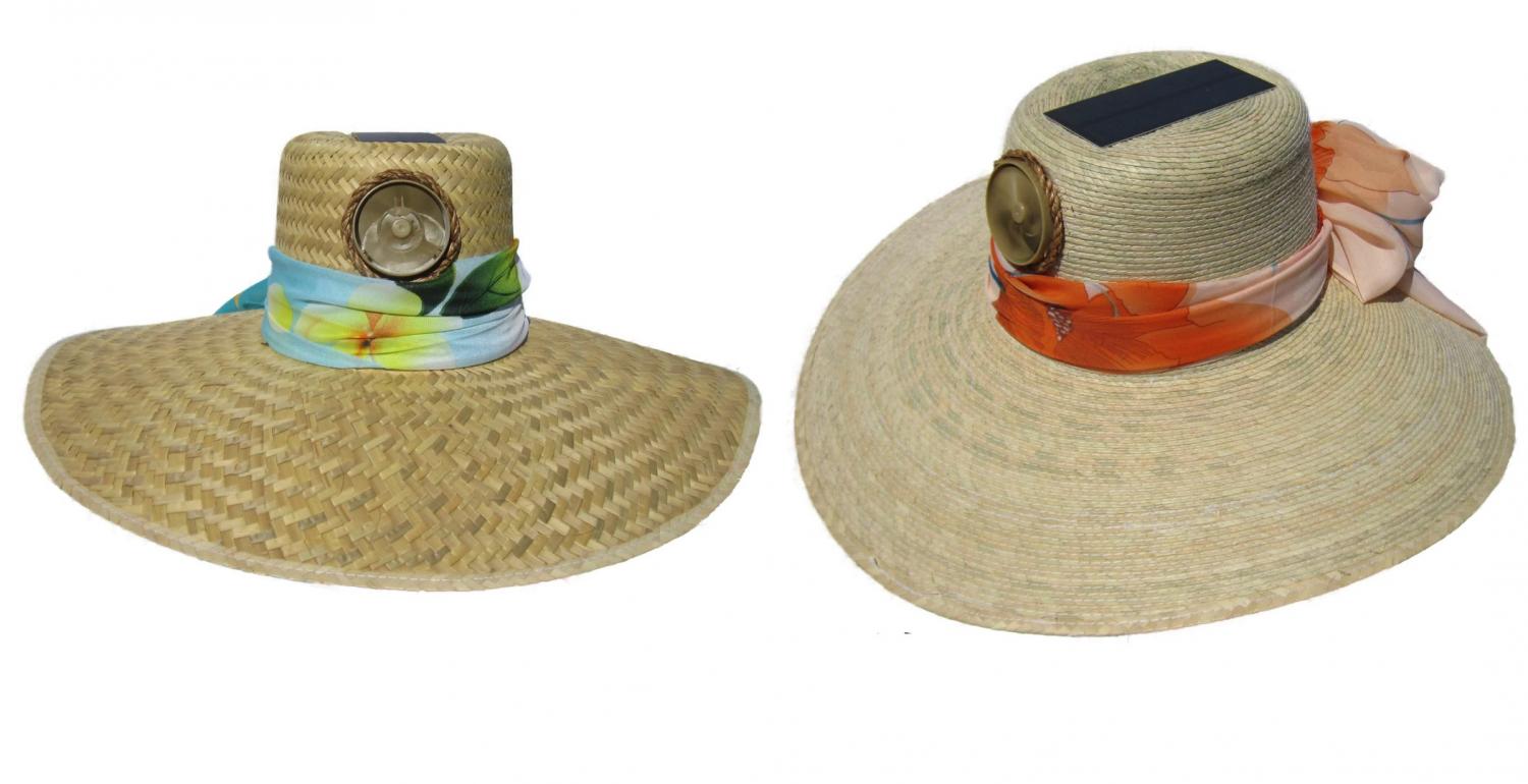 Solar Powered Straw Hat With Fan - Cowboy hat with built-in fan to keep your head cool
