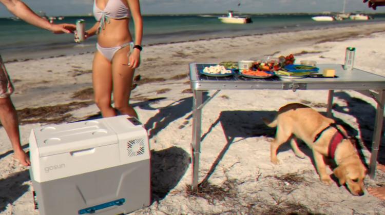 Solar powered cooler - portable refrigerator with solar panels - Gosun chill portable solar cooler