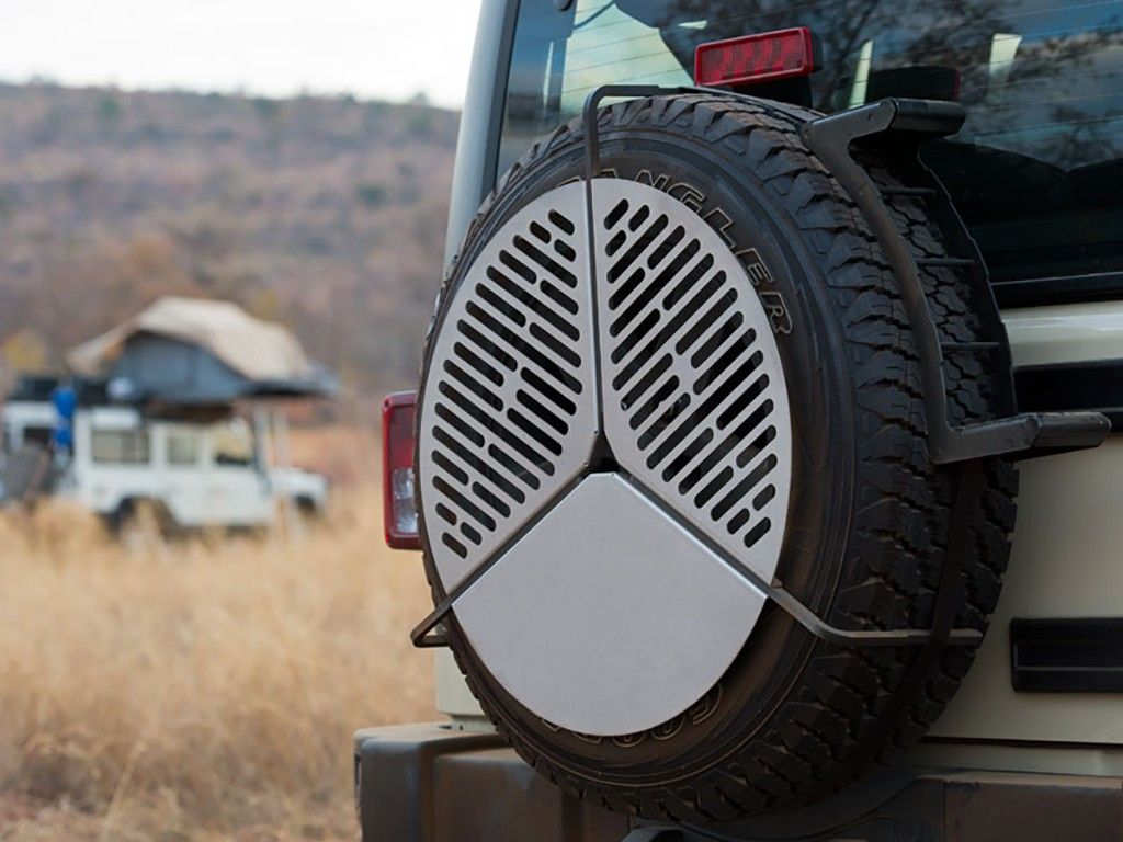Spare Tire Mount BBQ Camping Grill - Portable tire mount BBQ Grate