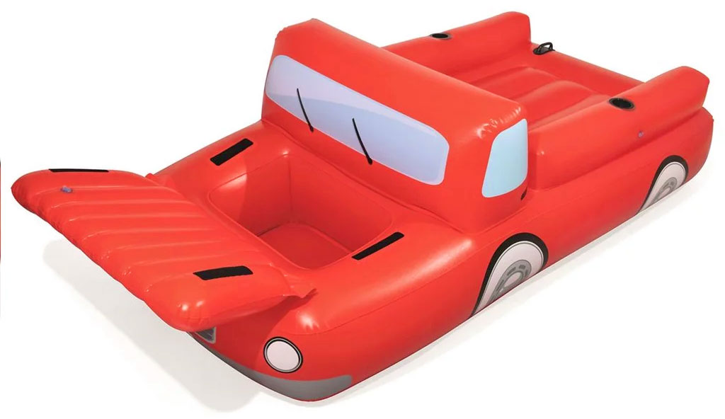 Giant Red pickup Truck Pool Float Has Beer Cooler Under The Hood