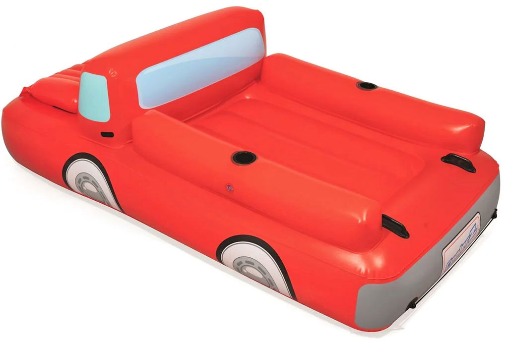 Giant Red pickup Truck Pool Float Has Beer Cooler Under The Hood